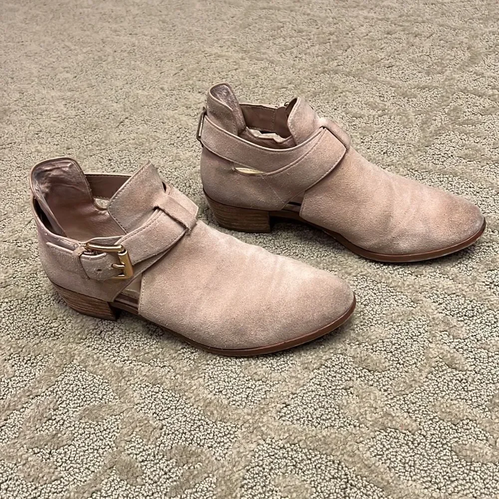 Michael Kors Women’s 6.5 Suede Nude Open Ankle Booties